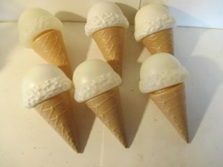 6 Vintage Blow Mold Plastic Ice Cream Cone String Light Covers