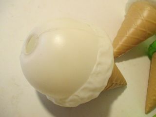 6 Vintage Blow Mold Plastic Ice Cream Cone String Light Covers 3
