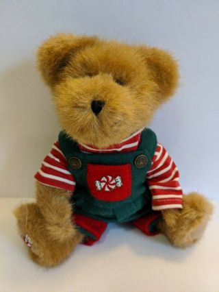 Boyds Bears Jr.  Mintly 10” Plush Green Overalls Peppermint Christmas Holiday
