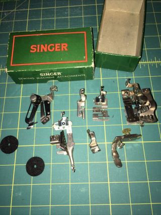 Vintage Singer Sewing Machine Attachments 160809 Featherweight Model W/ Box