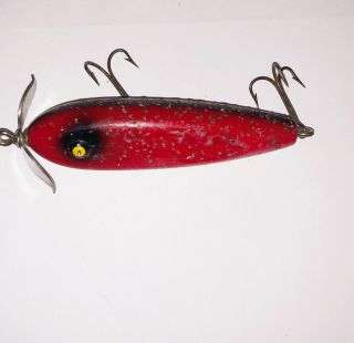 Rare Vintage Paw Paw Injured Minnow Lure Red Glitter Very Good Shape 3 1/2”