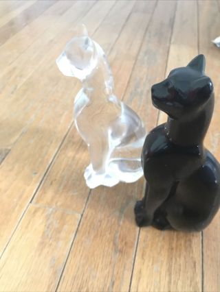 Set Of 2 Vintage Black Cat Statues Mid - Century Modern Figurines 6 1/2”