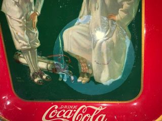 ANTIQUE COCA COLA 1926 SODA FOUNTAIN COKE TRAY TIN LITHO SIGN GOLFER FRED MIZEN 6