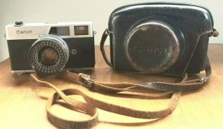 Vintage Canon Canonet Rangefinder Camera W/ 45mm Lens And Case Vintage