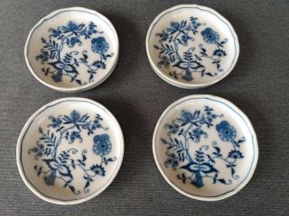 Vintage Blue Danube Flower Porcelain 3.  5” Coaster Set Of 4