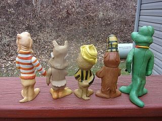 (5) Vintage 1969 Walt Kelly Pogo Figures - Alligator/Porky Pine/Owl/Possum/Hound 2