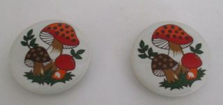 Vintage Merry Mushrooms Kitchen Magnets Japan Set Of 2