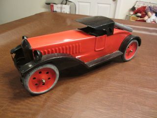 Vintage Antique 1920s 30s Big Turner Toys Type Pressed Steel Coupe Toy Car 17.  5 "