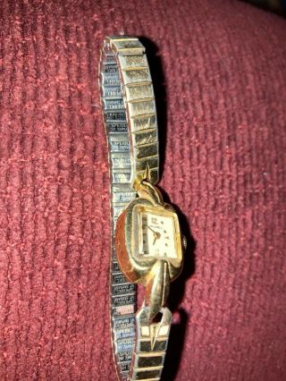 Vintage Longines Ladies 14k Gold Watch Solid 14 K Bezel & Back W/ Speidel Band