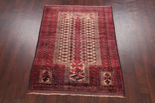 Vintage Geometric Tribal Balouch Afghan Area Rug Hand - knotted Foyer Carpet 4 ' x5 ' 2
