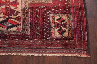 Vintage Geometric Tribal Balouch Afghan Area Rug Hand - knotted Foyer Carpet 4 ' x5 ' 6