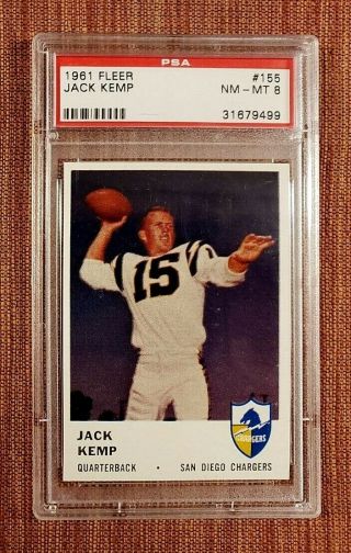 1961 Fleer 155 Jack Kemp San Diego Chargers Football Card Psa 8