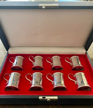 Lunt Sterling Silver.  925 Small Mug Tankard Set Box,  Port Liqueur Shot