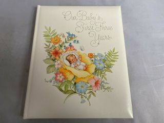 Vtg Hallmark First Three Years Baby Record Book Adorable Many Pages