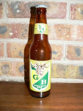 Vintage G B Double Bock 12oz (empty) Longneck Beer Bottle W/cap,  Goat On Label