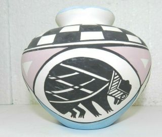 Vintage Acoma Pot Native American Pottery Signed By Artist Trujillo Mexico