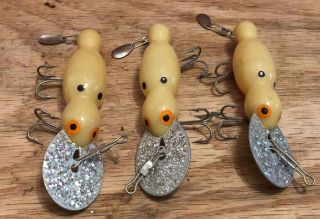 Vintage Bomber Waterdog Fishing Lures In Tuff Bone Colored Plastic Color