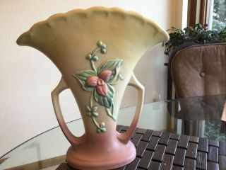 Vintage Hull Pottery Matte Vase Double Handle 15” W - 15 - 10 1/2 Wildflower 1946