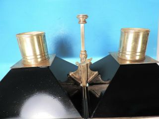 vtg CHAPMAN DOUBLE BOUILLOTTE TABLE LAMP with TOLE SHADE (XLNT) 4