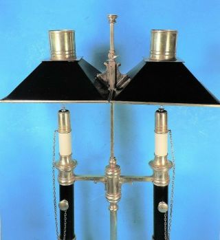 vtg CHAPMAN DOUBLE BOUILLOTTE TABLE LAMP with TOLE SHADE (XLNT) 6
