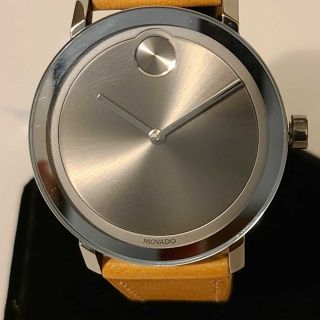 Movado Face 3600521 Grey Ion - Plated Stainles Steel Case With A Tan Leather Strap