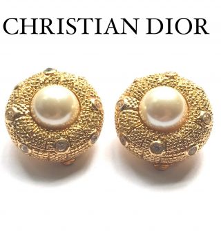 Dior Vintage Couture Pearl Gold Earrings