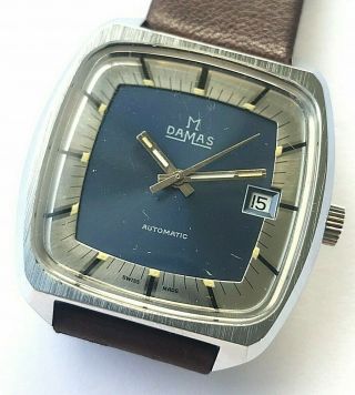 Vintage Damas Swiss Automatic Stainless Steel Mens Watch With Date
