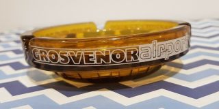 Vintage Glass Amber Ashtray From The “best Western Inn” At Grosvenor Airport Usa