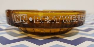 Vintage Glass Amber Ashtray From The “Best Western Inn” At Grosvenor Airport USA 3