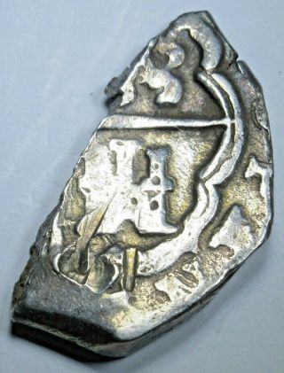 1600s Half Cut Spanish 8 Reales Antique Colonial Pirate Dollar Treasure Cob Coin