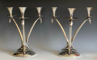 2 Mid - Century Spain Sterling Silver Candelabra Candlesticks Scrap 1438 Grams