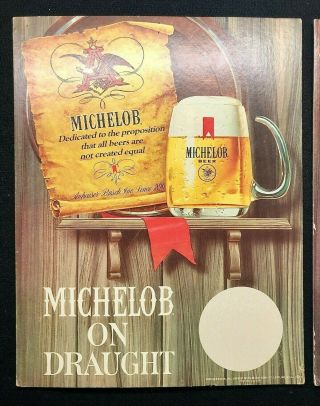 Michelob Beer On Draught Vintage Wall Mount Or Easel Signs - 2 Signs