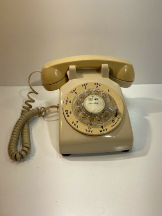 Vintage Rotary Dial Desk Phone Telephone Bell System Beige