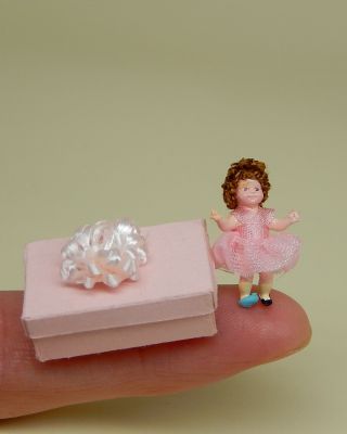 Vintage Teeny Tiny Shirley Temple Toy Doll &box Artisan Dollhouse Miniature 1:12