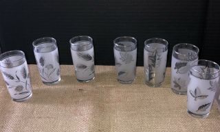(7) 4 Oz 3.  5 " Libbey Vintage Juice Glasses - Wheat & Fall Patterns