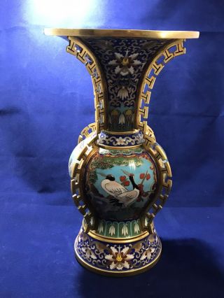 Antique Chinese 10”cloisonné Vase Qing Or Early Republic Period 1900 -