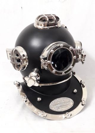 Vintage Brass Diving Divers Helmet Solid Steel Us Navy Mark V Full Size Scuba