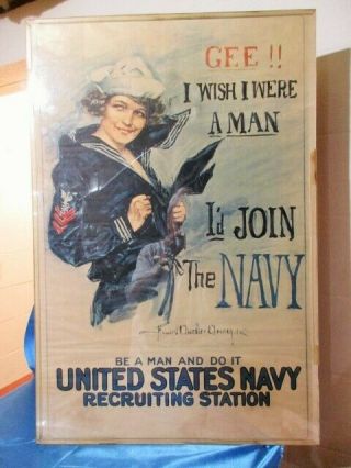 10647 Vintage Navy Recruiting Poster “gee,  I Wish I Were A Man”