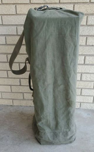 Army Rucksack Bag Military Vintage Pack Carry Green Canvas Duffel Travel 3
