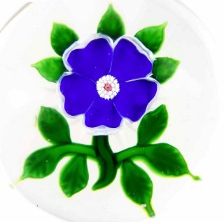 Large Antique BACCARAT Blue/White Dog Rose w/11 Leaves 4