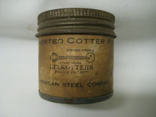 Vtg Cotter Pin Full Can 100 Assorted Sizes American Steel Co Ellwood City Pa Usa