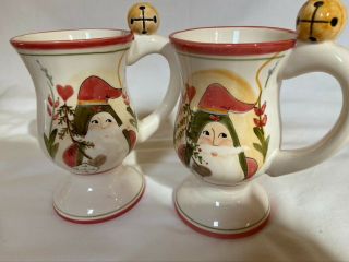 Rare Vintage D.  Calla Christmas Mugs Hand Painted Exclusively For House Of Hatten