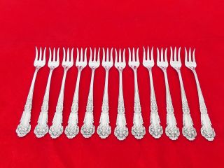 Set Of 12 Reed & Barton Sterling Silver French Renaissance Seafood Forks Pv - 49