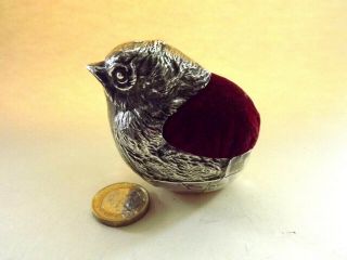 Sampson Mordan - Solid Silver Large Chick Pin Cushion - Chester 1904.