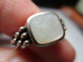 Sterling Silver 925 Estate Vintage Chunky White Mother Of Pearl Ring Size 5.  75