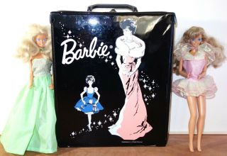 Vintage Barbie Dolls With Carry Case Black Mattel