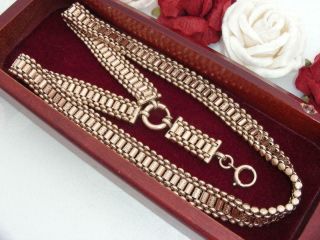 Best Wide C1890 Antique Victorian 10k Rose Gold Gf Multi Link Bookchain Necklace
