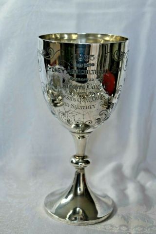 Sterling Silver Large Chalice Cup Trophy Won By Lord Salterly & Messrs 1905