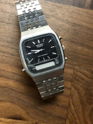 (118) Vintage Seiko Quartz Alarm Chronograph H461 5000 Ana Digi Gents Wristwatch