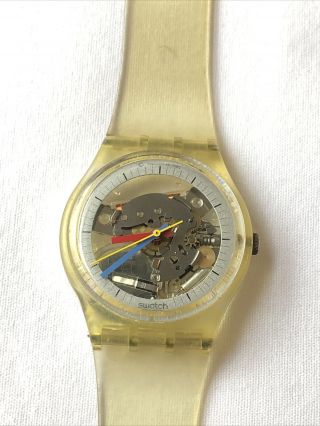 Vintage 1985 Swatch Jelly Fish Gk100 Gents Skeleton Watch